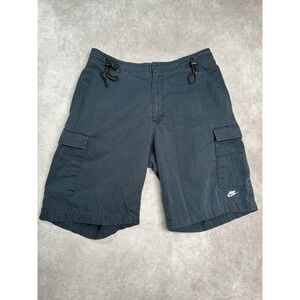 Nike Silver Tag Cargo Shorts Size Medium 258027-010 Pockets Black Flat Front